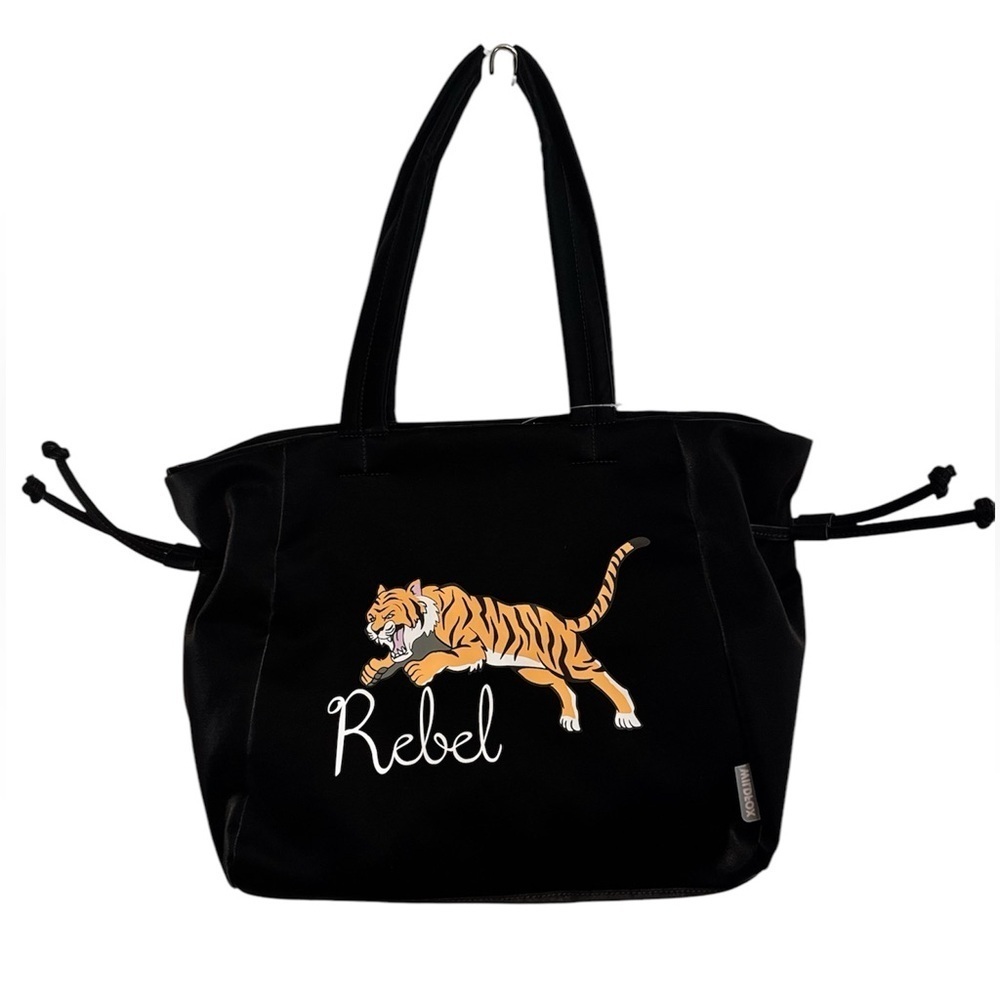 Wildfox Rebel Tiger Black Large Zipper Tote Bag